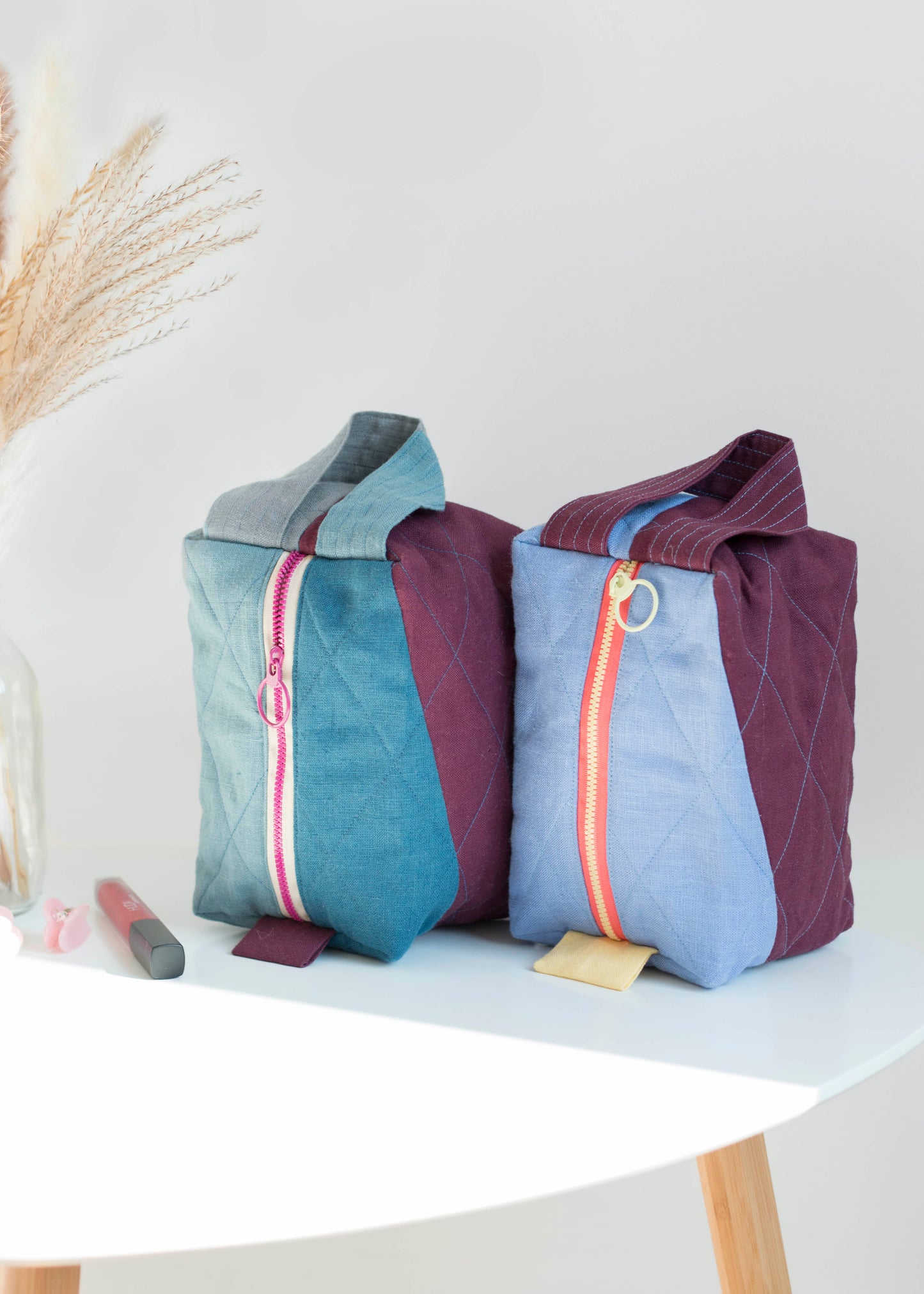 Blue Wine | Linen Quilted Pouch