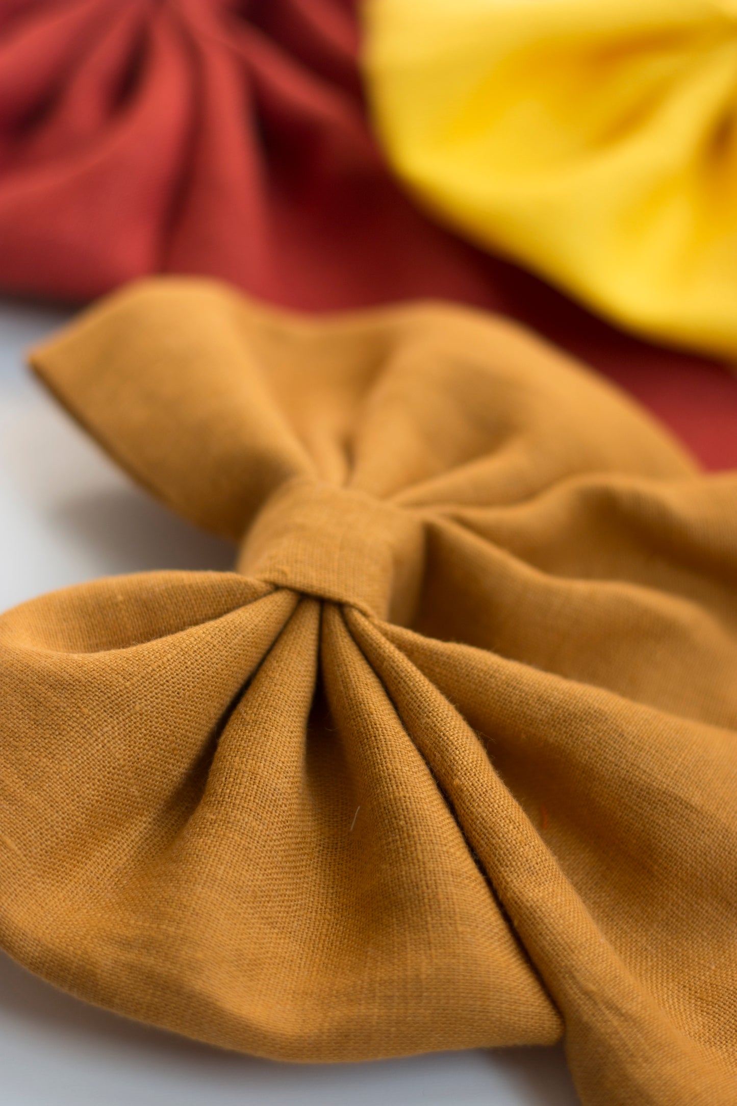 Linen Hair Bow barrette (Orange Sand)