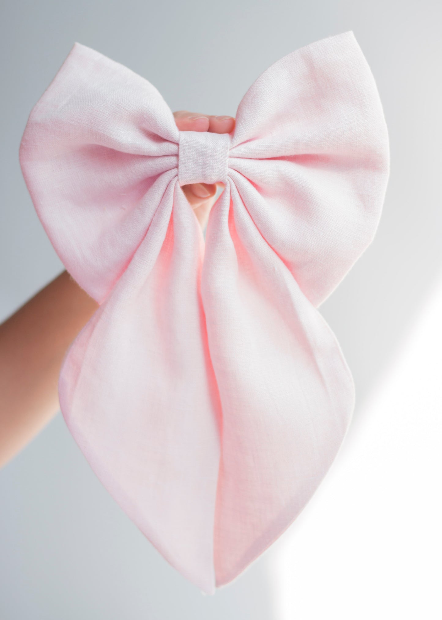 Linen Hair Bow barrette (Baby Pink)