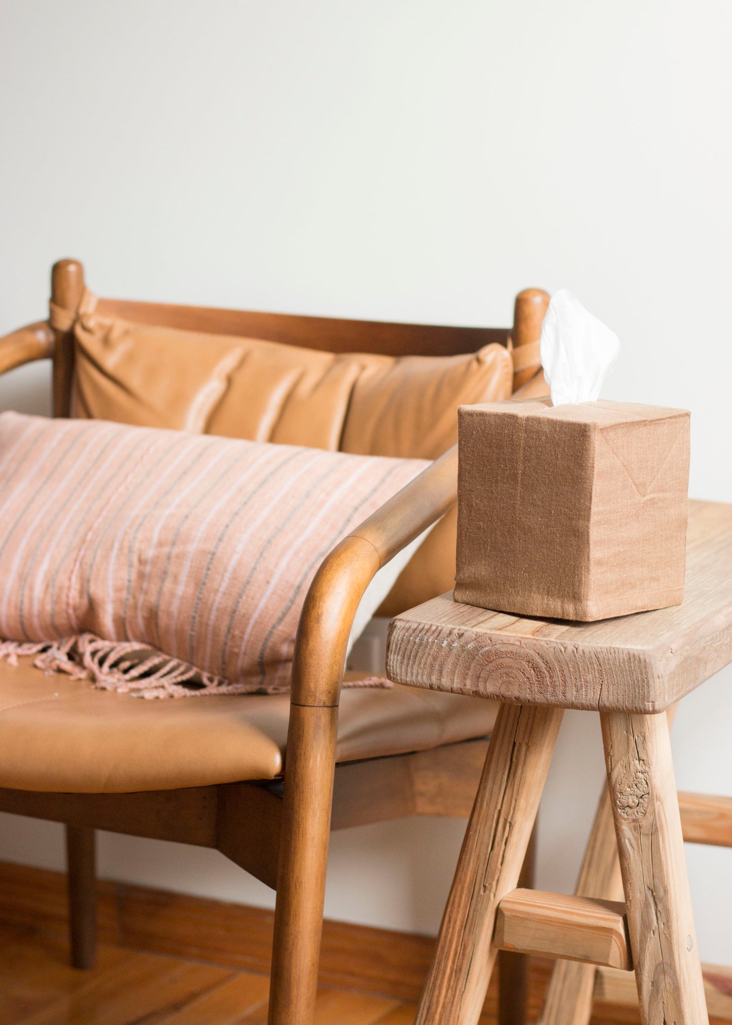 Caramel Brown Linen Tissue Box Cover
