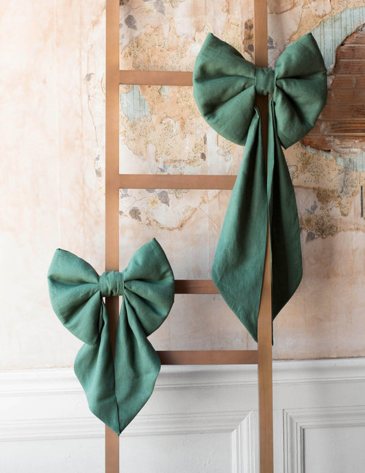 Emerald Green Giant Linen Bow