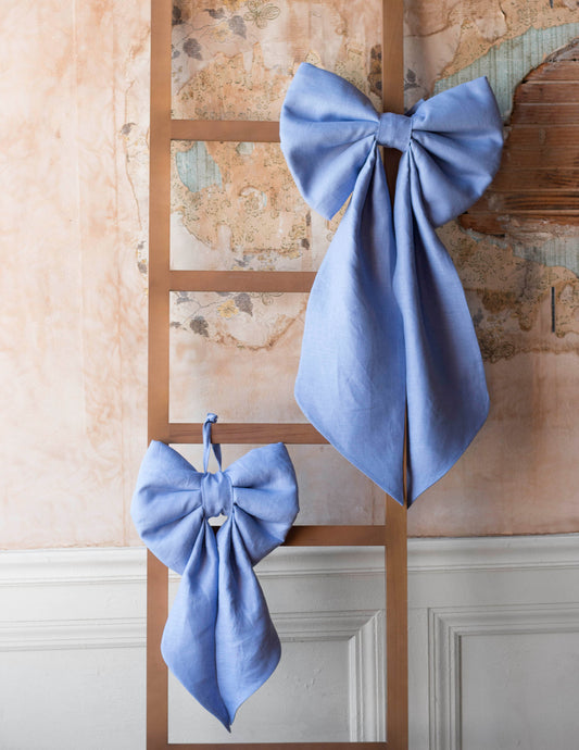 Cornflower Giant Linen Bow