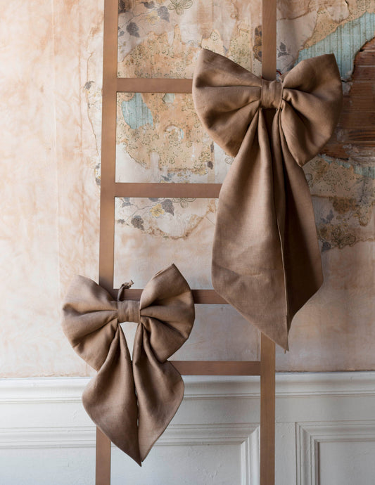 Caramel Giant Linen Bow