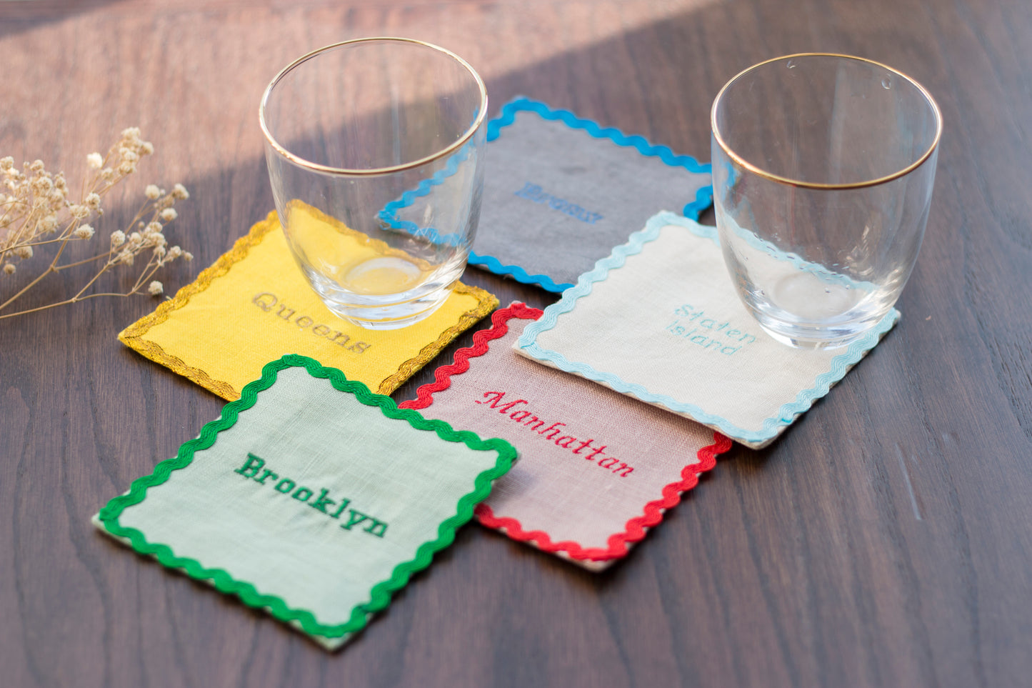 New York Borough's Linen Coasters