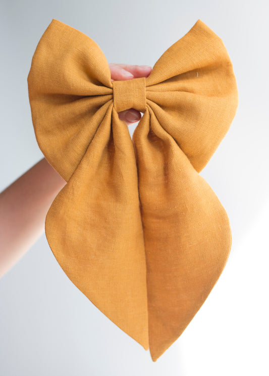 Linen Hair Bow barrette (Orange Sand)