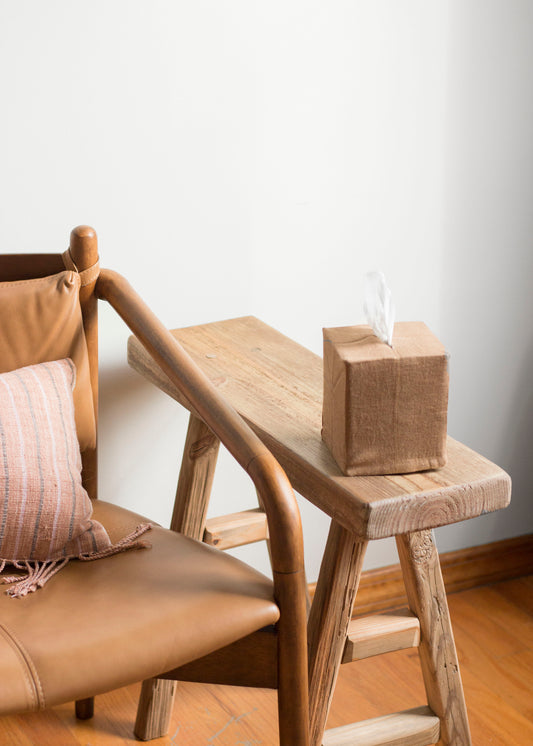 Caramel Brown Linen Tissue Box Cover